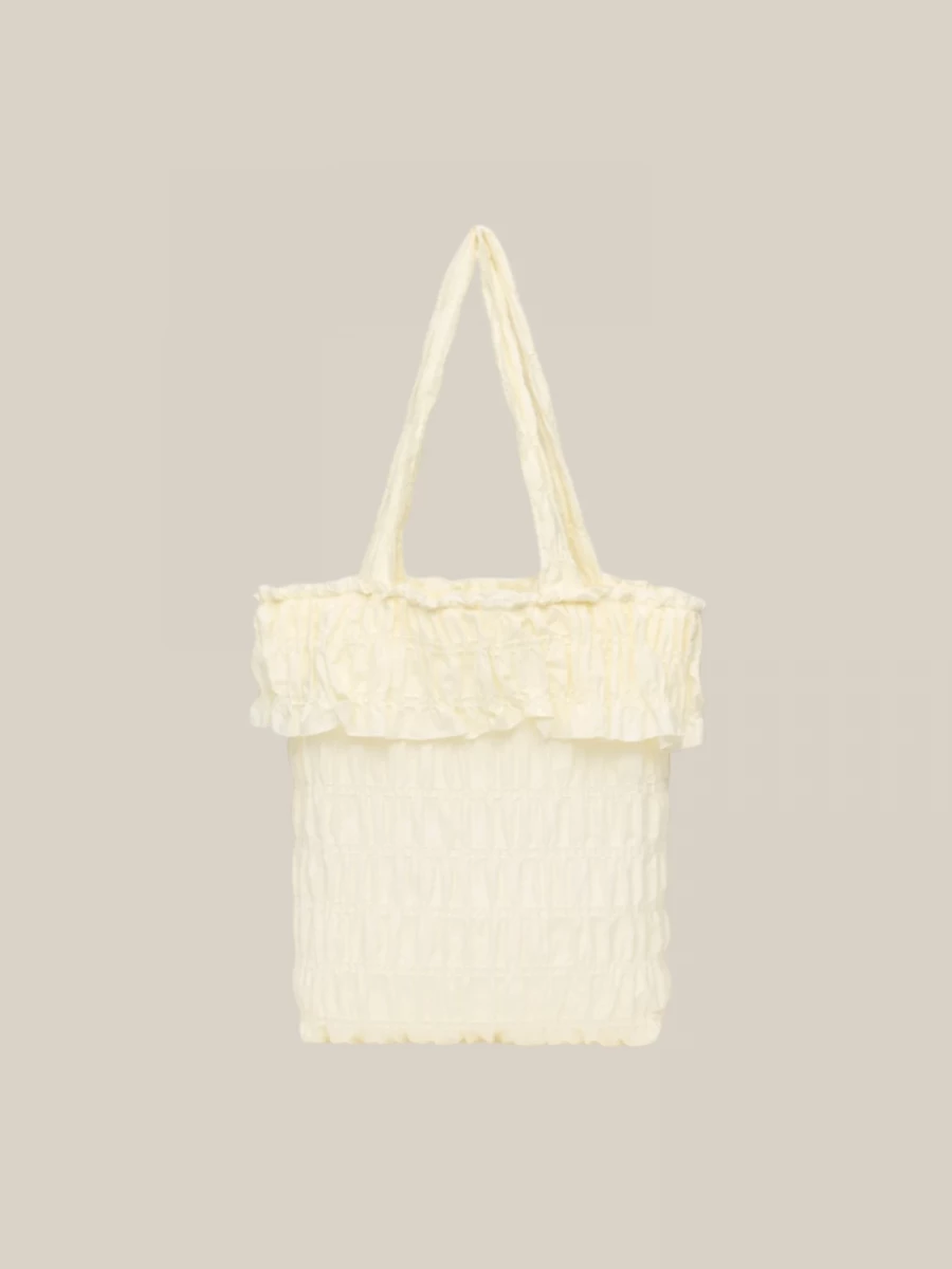 Simon Frill' Ivory Ruched Fabric Bag
