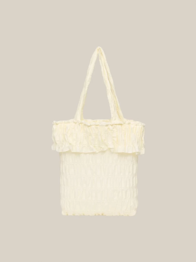 Borsa 'Simon Frill' Avorio in Tessuto Arricciato