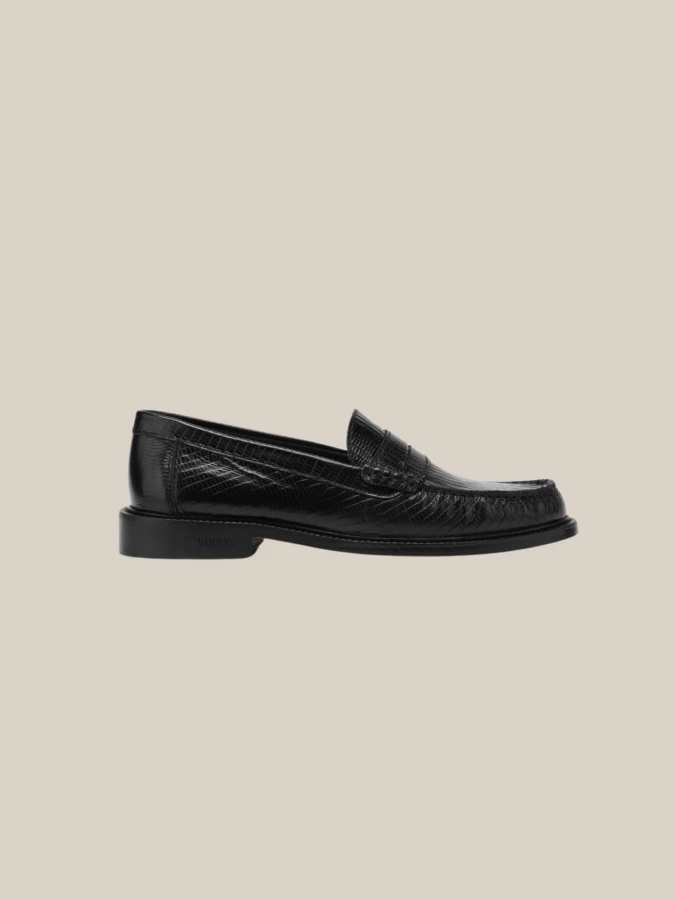 Black 'Yardee' Lizzard Leather Loafer Mocassins