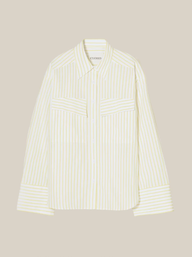Camicia 'Utility' Giallo Limone in Cotone a Righe