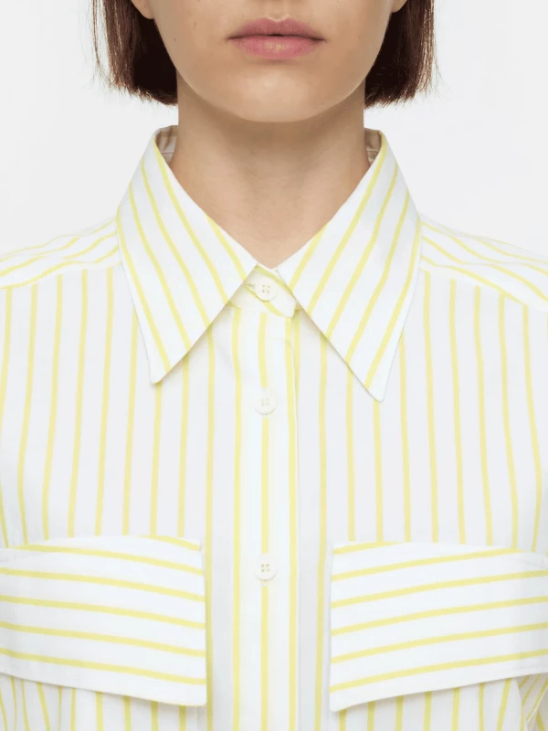 Lemon Yellow 'Utility' Shirt in Striped Cotton 2