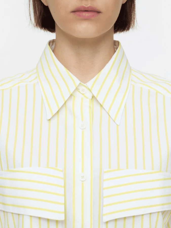Camicia 'Utility' Giallo Limone in Cotone a Righe
