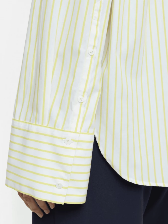 Lemon Yellow 'Utility' Shirt in Striped Cotton