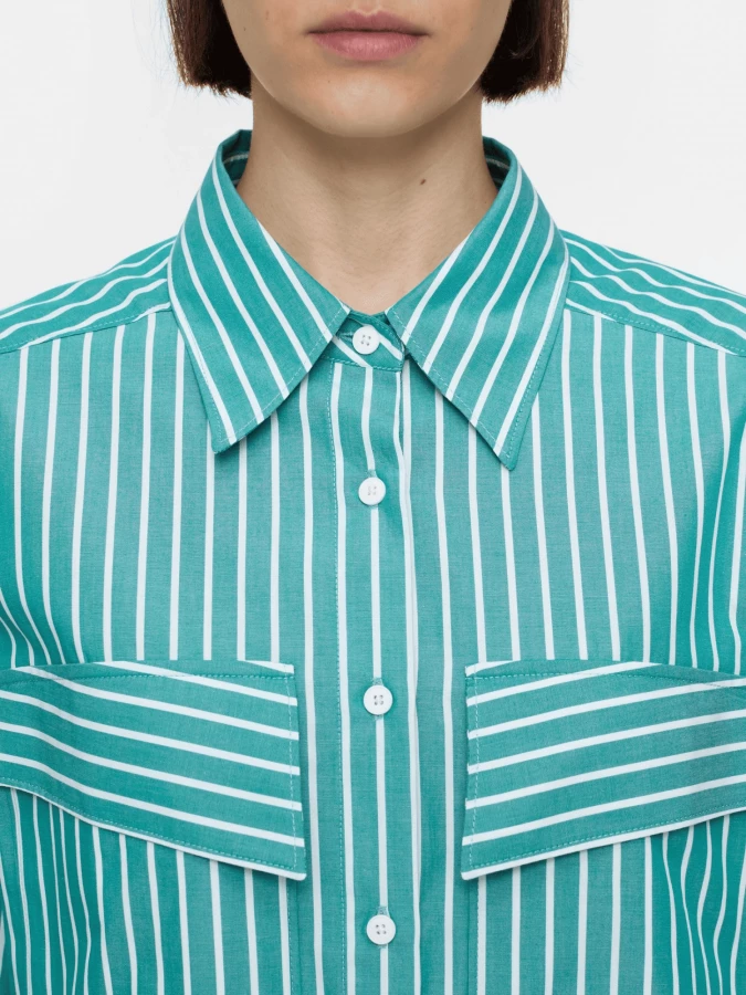 Camicia 'Utility' Verde in Cotone a Righe