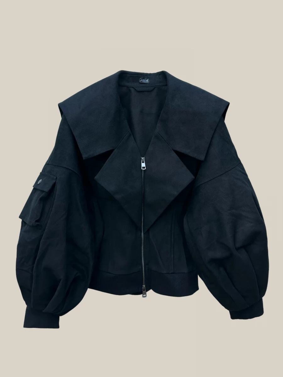 Black 'Breeze' Structured Jacket in Denim