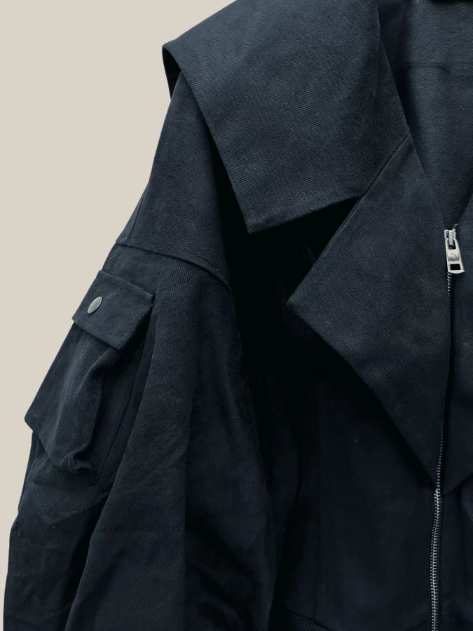 Giacca Strutturata 'Breeze' Nera in Denim di cotone