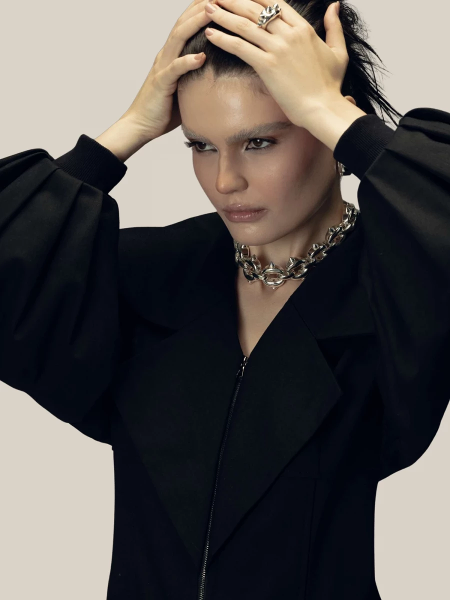 Giacca Strutturata 'Breeze' Nera in Denim di cotone