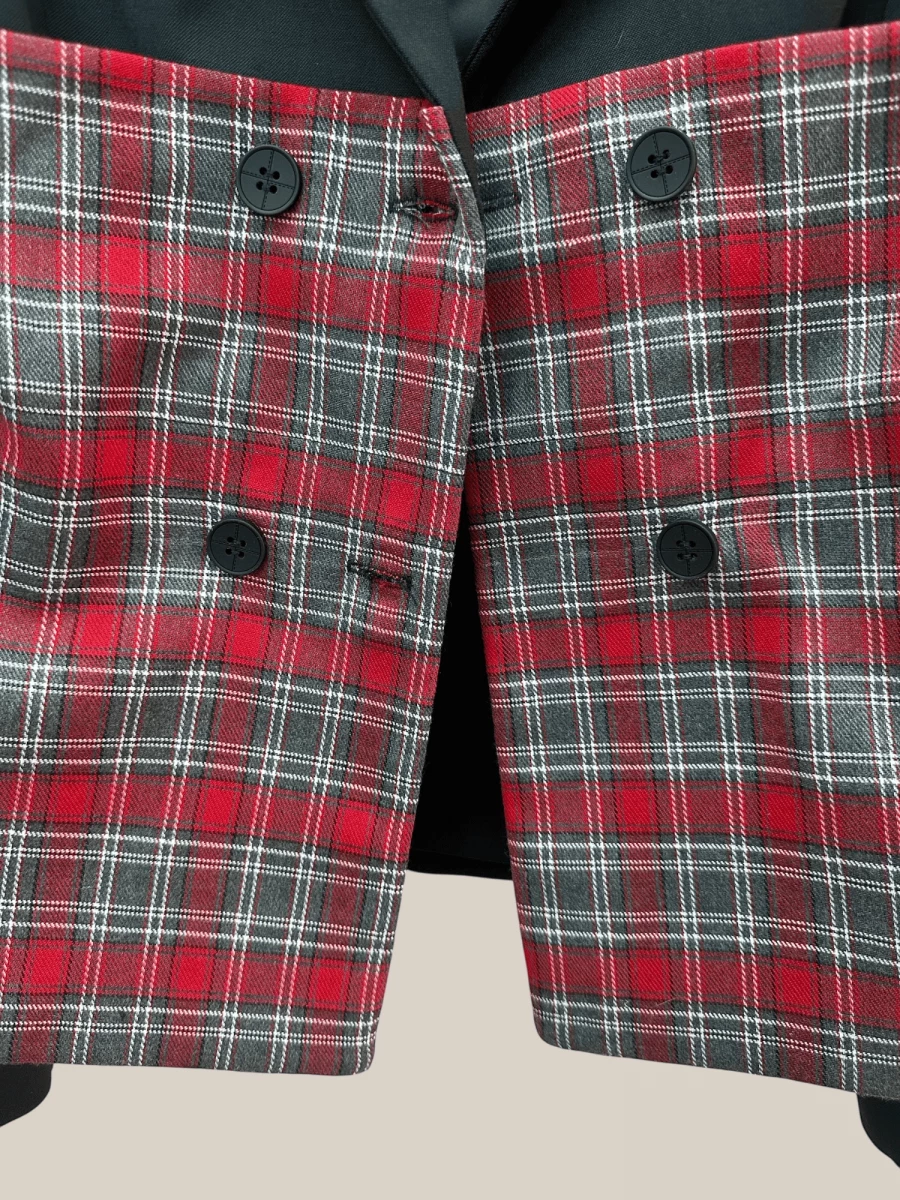 Blazer 'Roll' Nero in Tweed con inserti Tartan