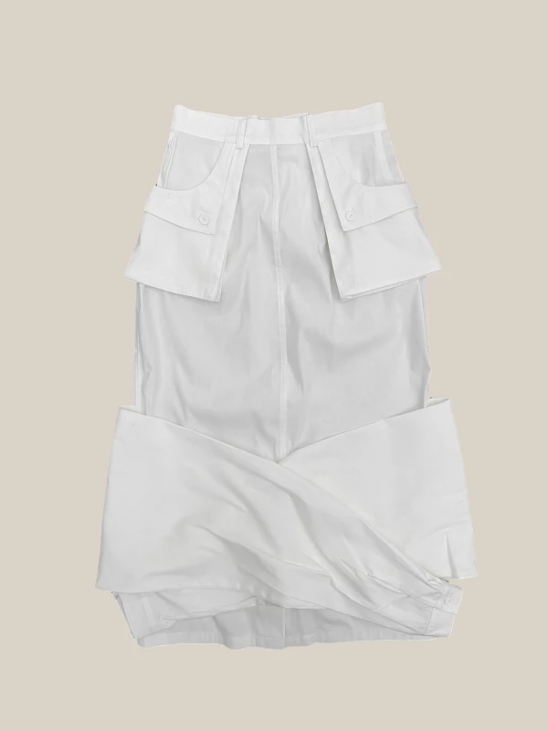 Gonna Bianca 'Bottom Skirt' in Cotone con tasche cargo 2