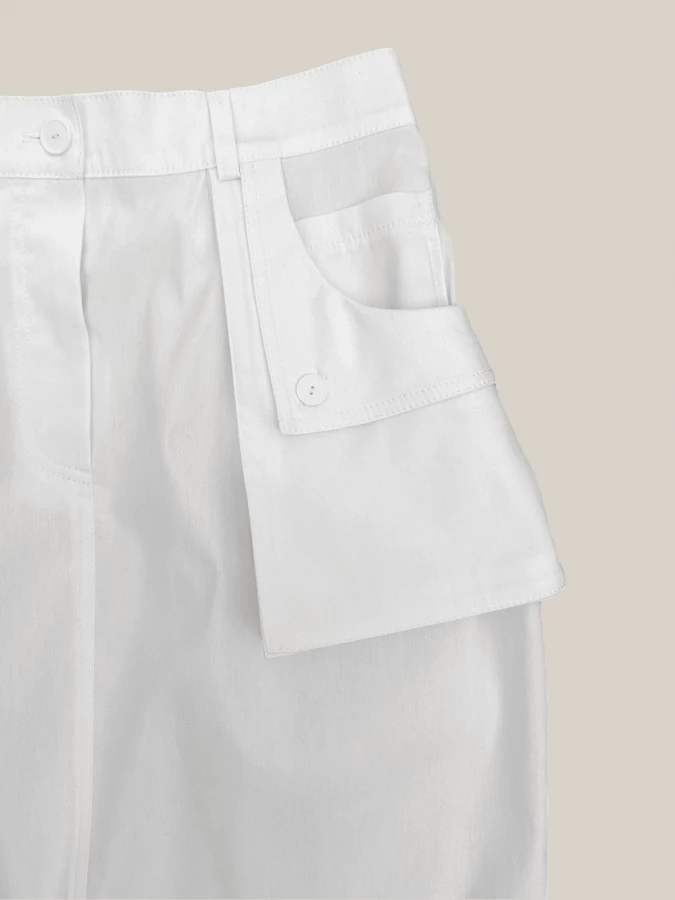 Gonna Bianca 'Bottom Skirt' in Cotone con tasche cargo