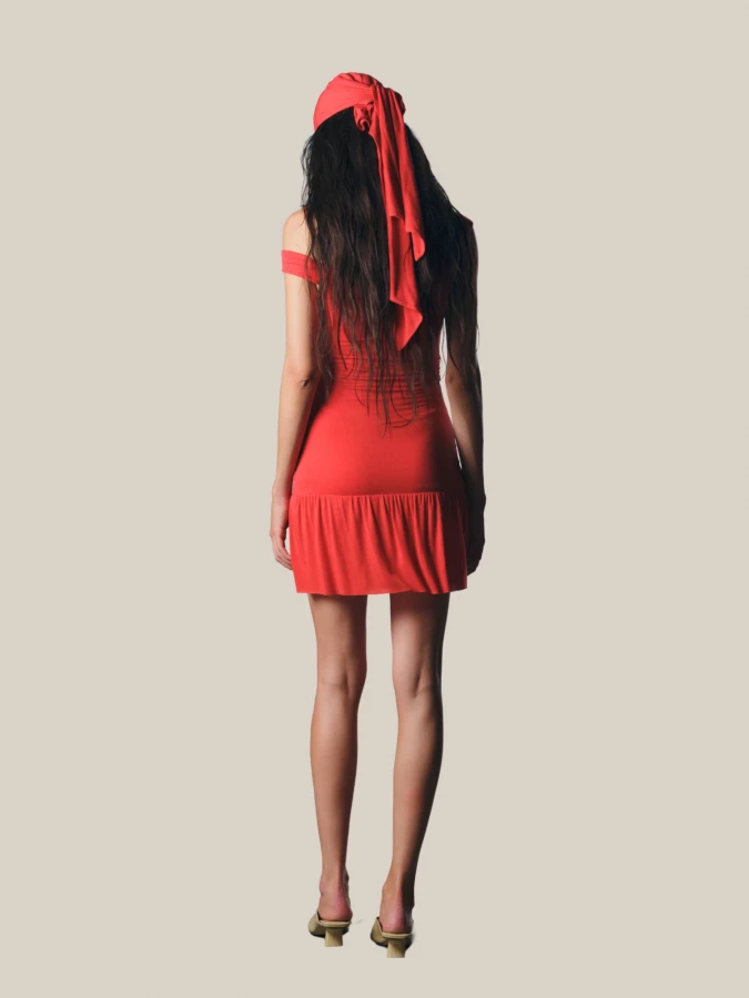 Red 'Coco' Short Dress in Stretch Jersey