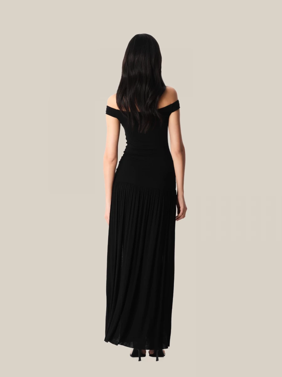 Abito Lungo 'Coco' Nero in Jersey Elasticizzato