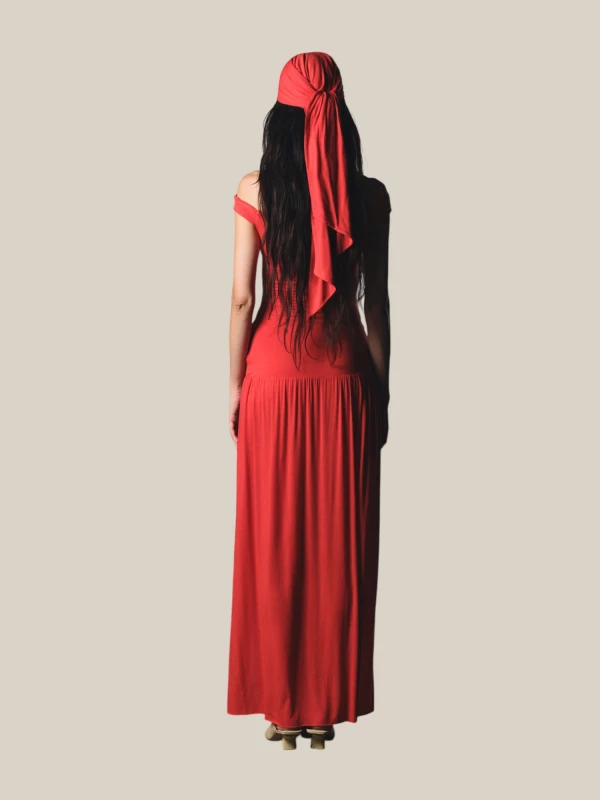 Abito Lungo 'Coco' Rosso in Jersey Elasticizzato 2