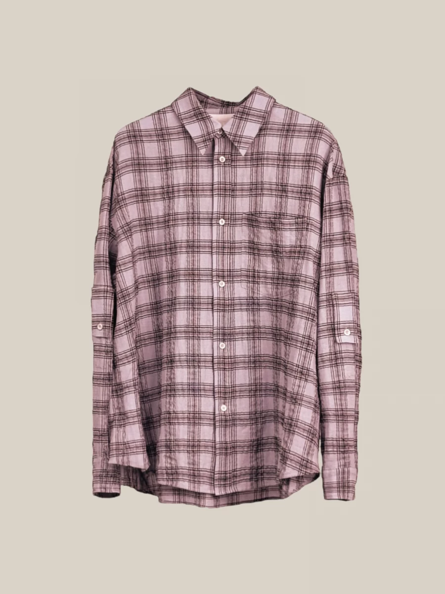 Pink Checkered Oversize Shirt in Cotton