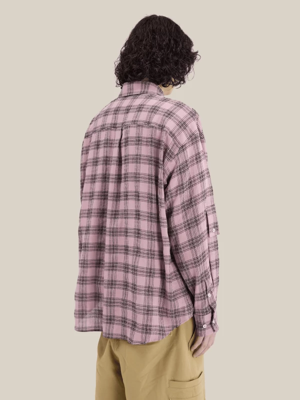 Camicia Oversize Rosa a Quadri in Cotone 2