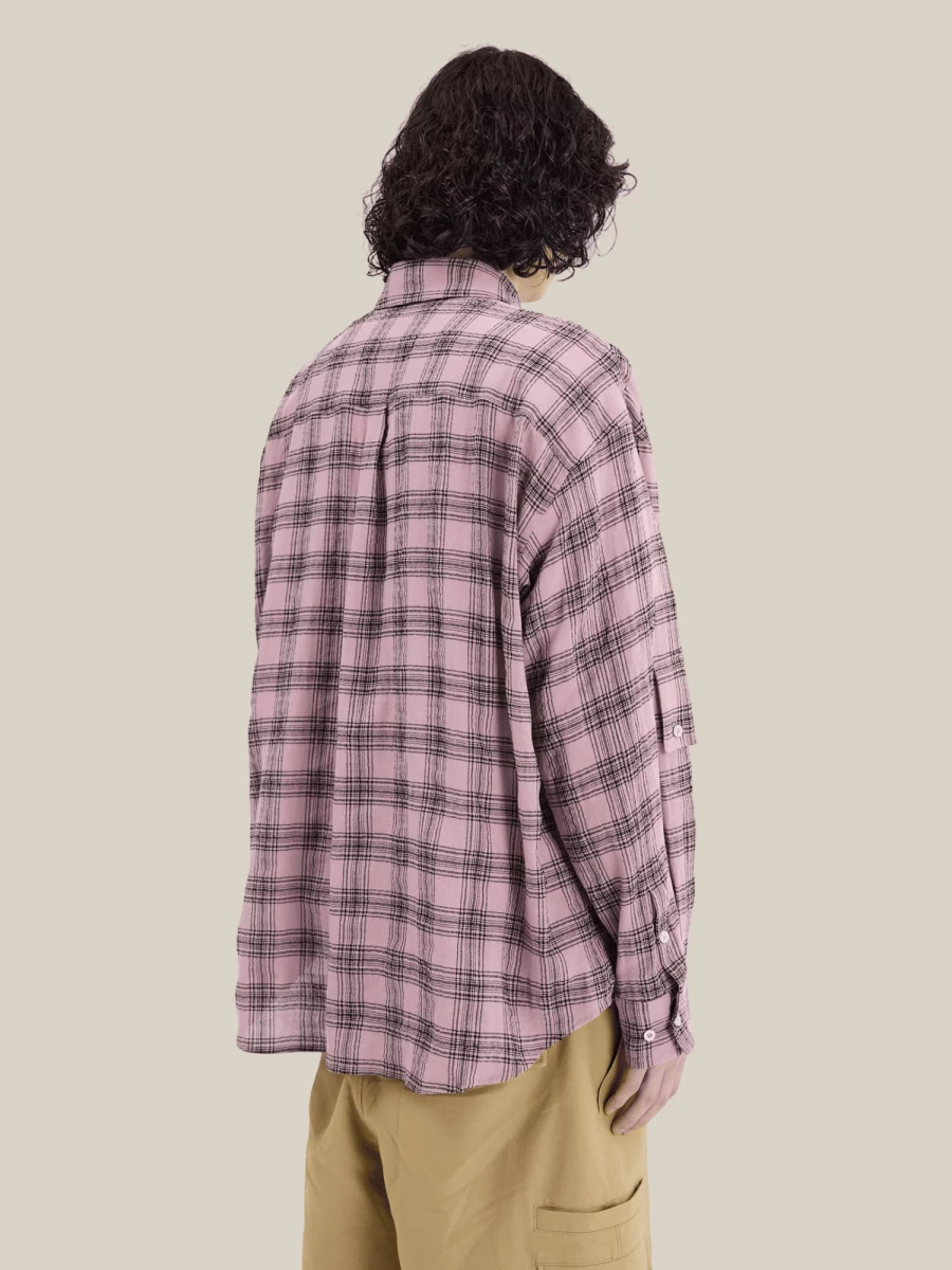 Pink Checkered Oversize Shirt in Cotton