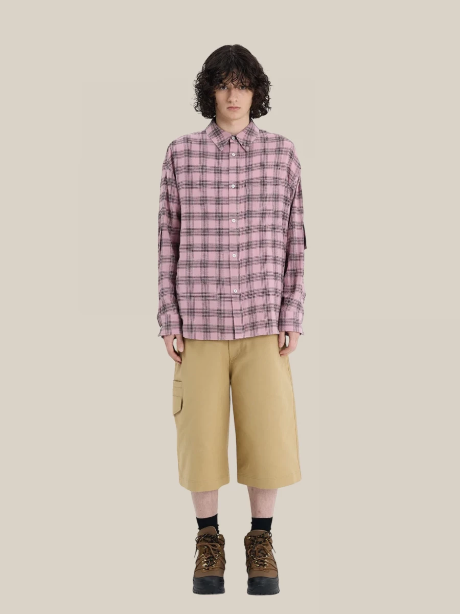 Pink Checkered Oversize Shirt in Cotton