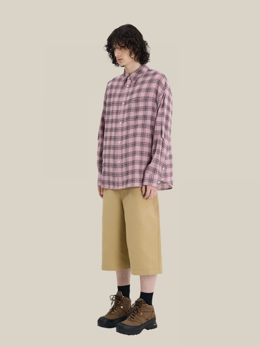 Pink Checkered Oversize Shirt in Cotton
