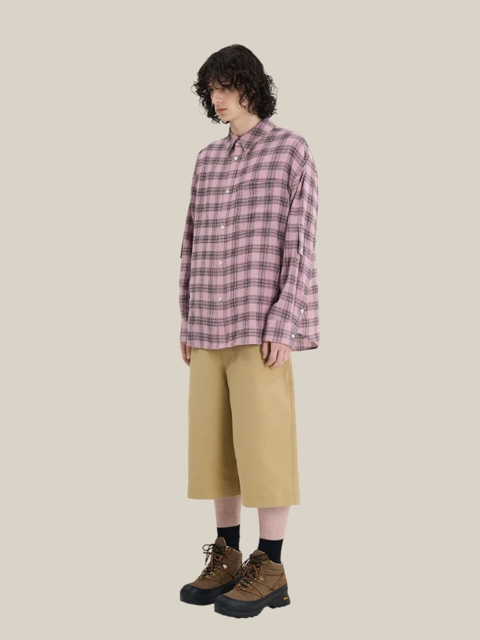 Pink Checkered Oversize Shirt in Cotton