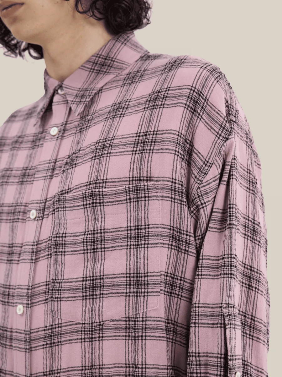 Pink Checkered Oversize Shirt in Cotton