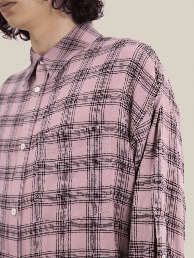 Pink Checkered Oversize Shirt in Cotton