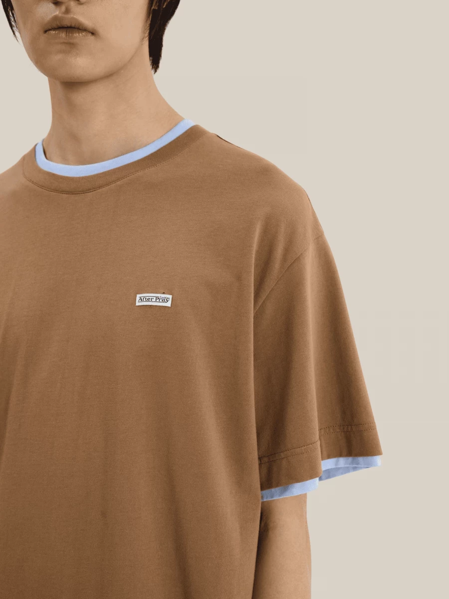 Brown ‘Crepe’ Layered Effect in Cotton T-Shirt