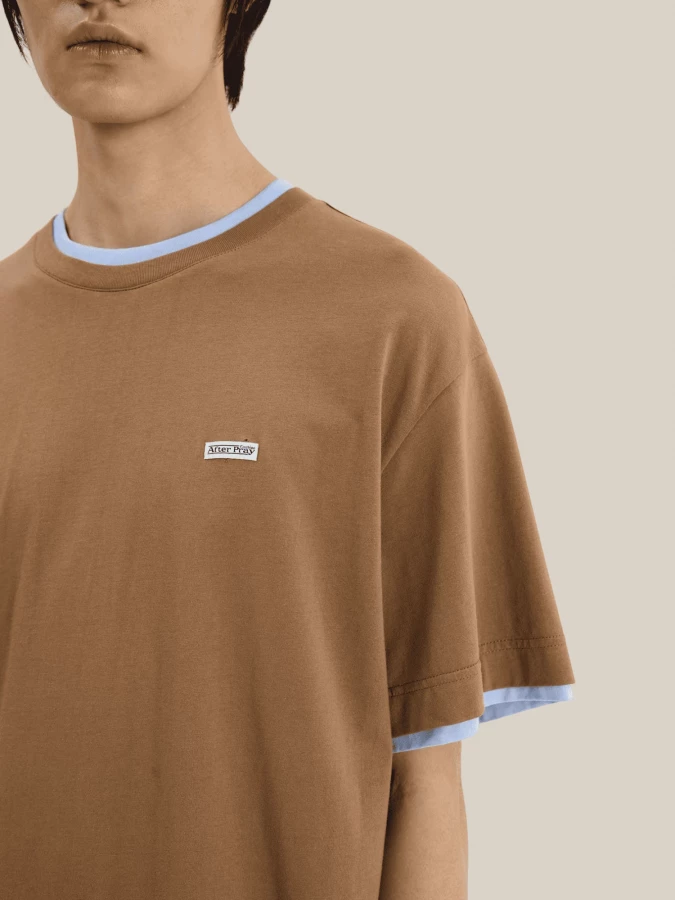 Brown ‘Crepe’ Layered Effect in Cotton T-Shirt