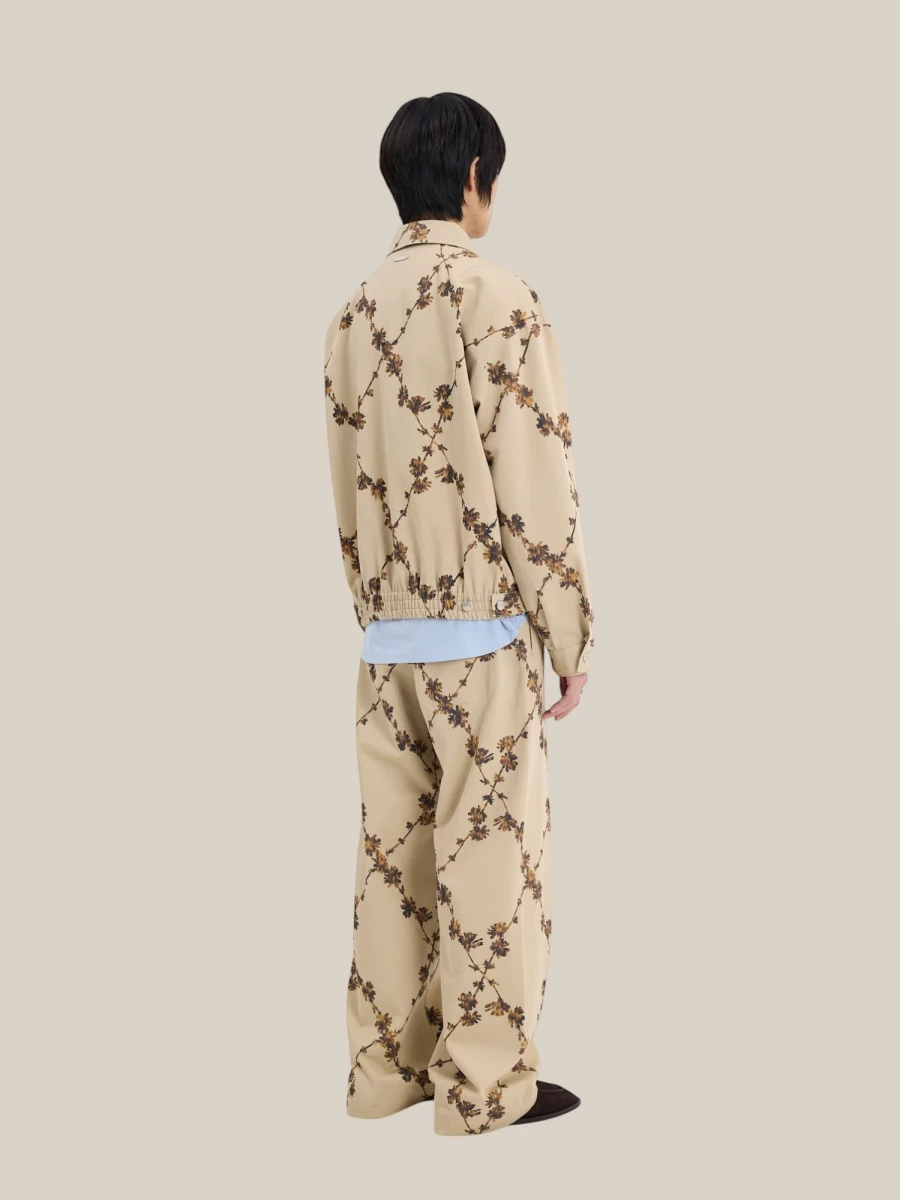 Pantaloni Beige 'Chino' a gamba larga con Motivo Floreale