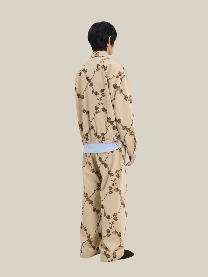 Pantaloni Beige 'Chino' a gamba larga con Motivo Floreale