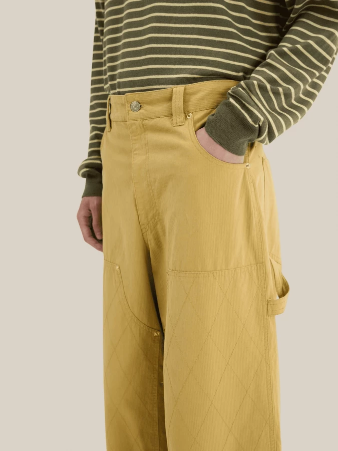 Pantaloni Gialli 'Carpenter' a gamba larga in Cotone