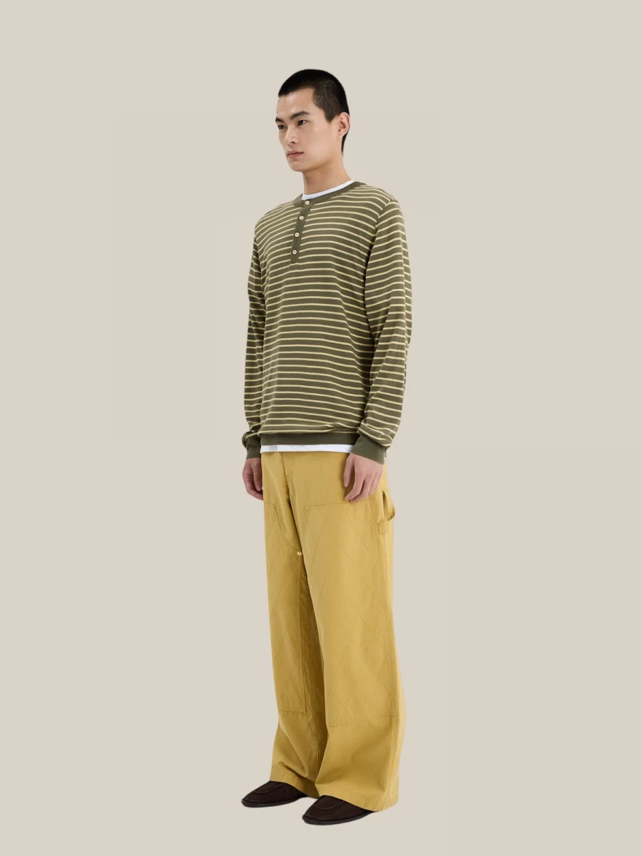 Yellow 'Carpenter' Wide Leg Trousers in Cotton