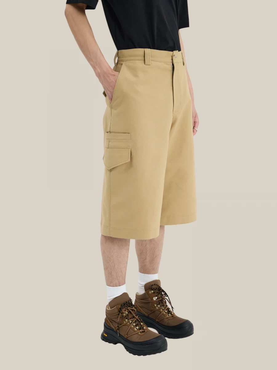 Beige 'Safari' Bermuda Shorts in Cotton with Cargo Details