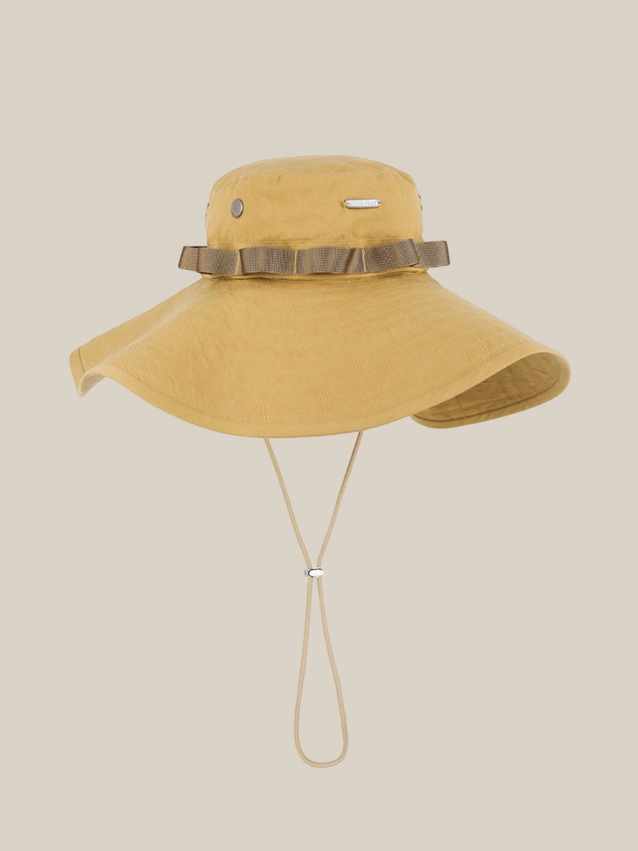 Yellow 'Safari' Bucket Hat in Cotton with Wide Brim