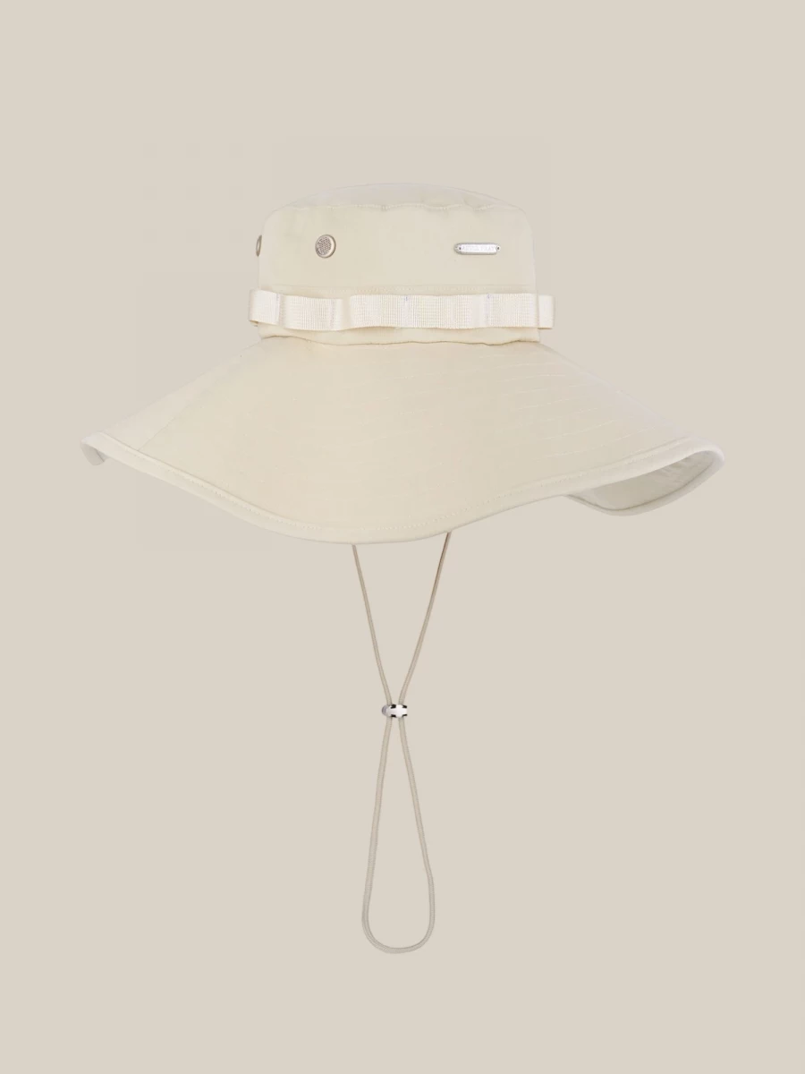 Ivory 'Wide Safari' Bucket Hat in Cotton with Wide Brim