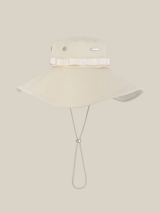 Cappello Bucket Avorio 'Wide Safari' in Cotone con Tesa Larga