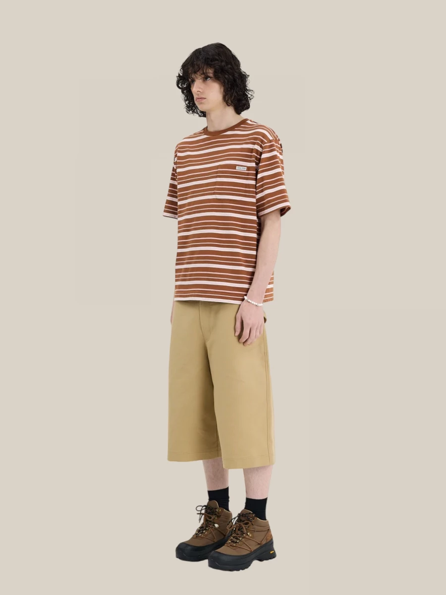 T-Shirt 'Serengeti' Marrone Rosa a Righe in Cotone