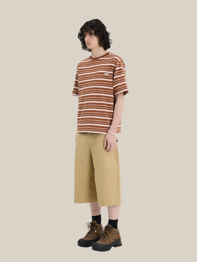 T-Shirt 'Serengeti' Marrone Rosa a Righe in Cotone