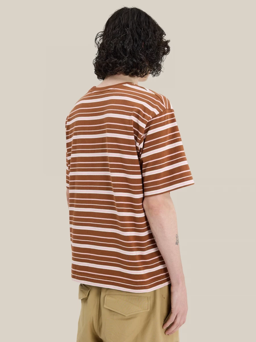Brown Pink Striped 'Serengeti' Cotton T-Shirt