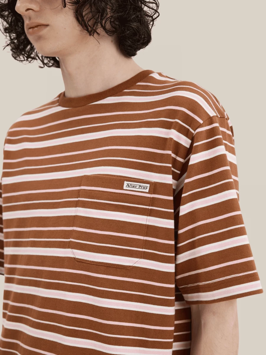 T-Shirt 'Serengeti' Marrone Rosa a Righe in Cotone