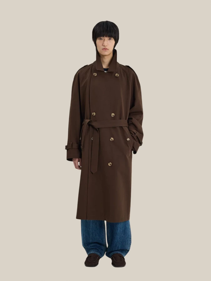Trench Marrone 'Francis' in Cotone con Dettagli Classici