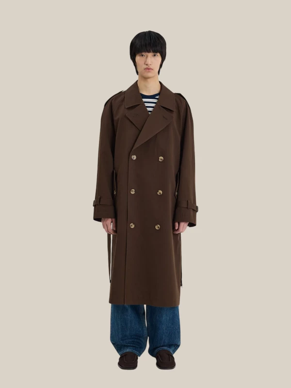 Trench Marrone 'Francis' in Cotone con Dettagli Classici 2