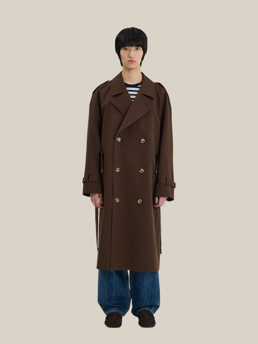 Trench Marrone 'Francis' in Cotone con Dettagli Classici