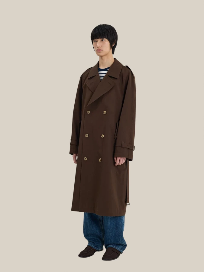 Trench Marrone 'Francis' in Cotone con Dettagli Classici
