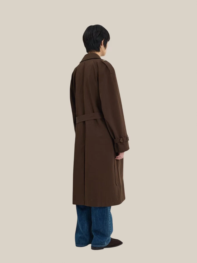Brown 'Francis' Trench Coat in Cotton with Classic Details