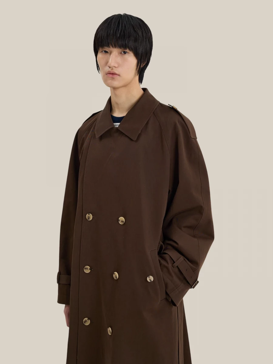 Trench Marrone 'Francis' in Cotone con Dettagli Classici