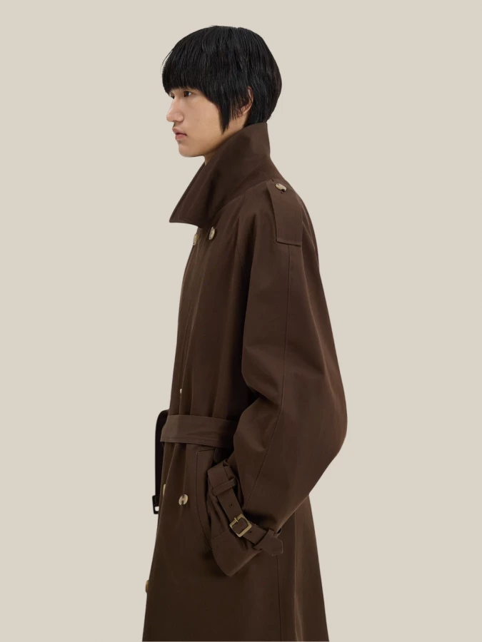 Trench Marrone 'Francis' in Cotone con Dettagli Classici