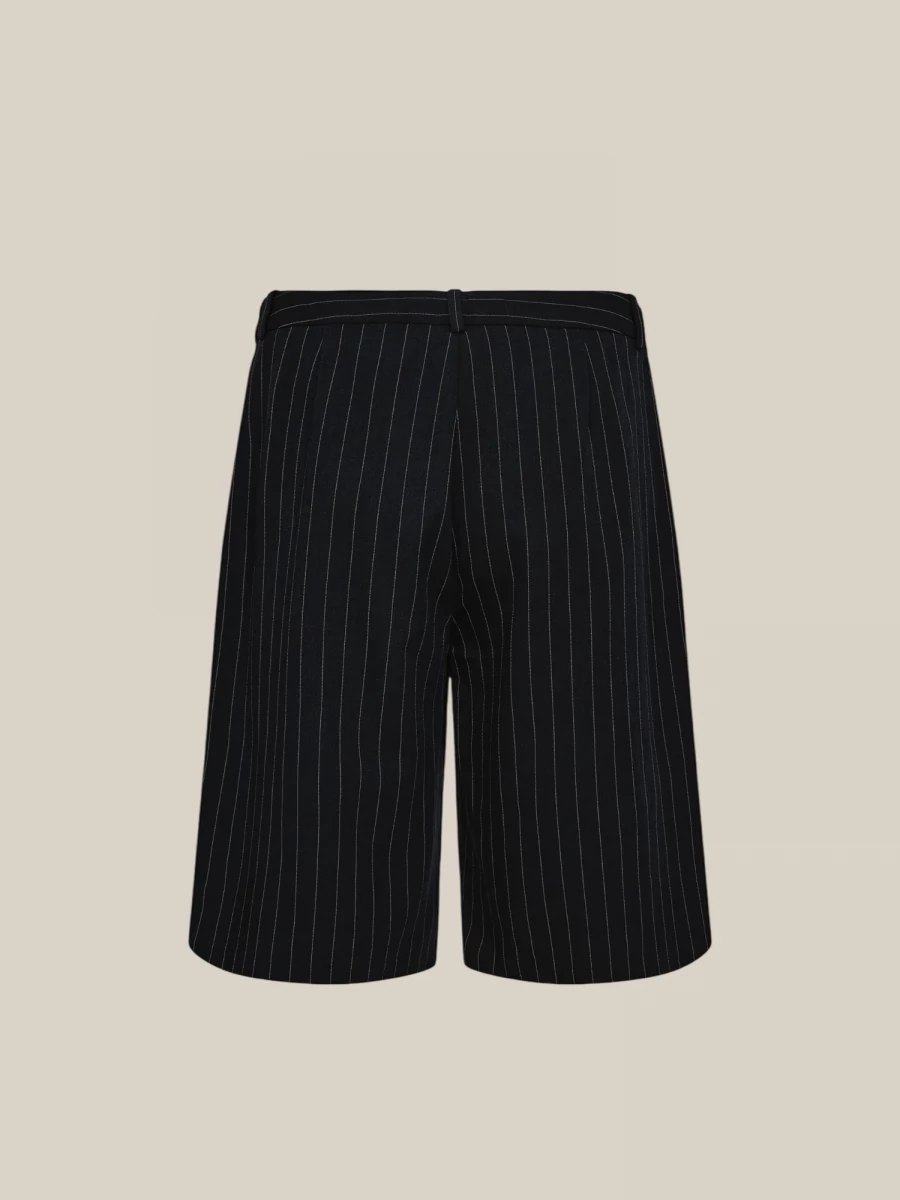 ‘Steven Pleat' Dark Blue Bermuda Shorts in Pinstripe Fabric