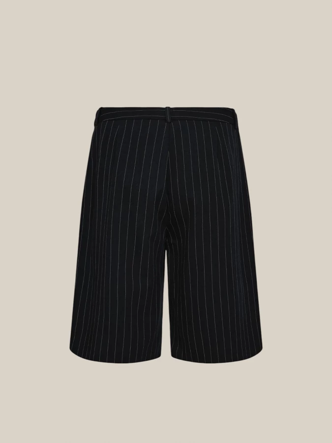 ‘Steven Pleat' Dark Blue Bermuda Shorts in Pinstripe Fabric