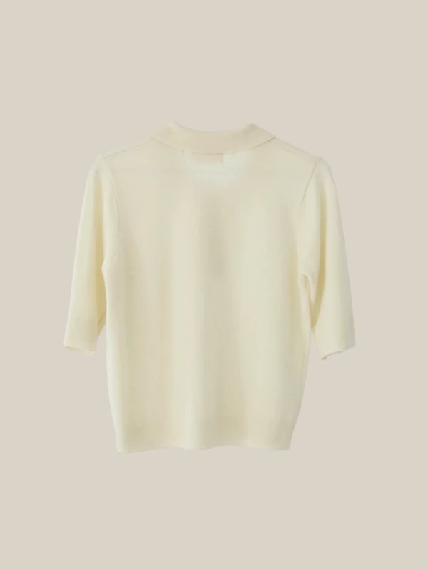 Polo 'Cosmo' Avorio in Lana e Cashmere con Maniche a Tre Quarti 2