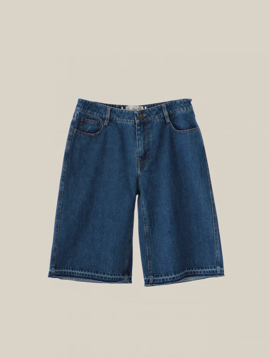 Dark Blue ‘Miles' Bermuda Shorts in Cotton Denim